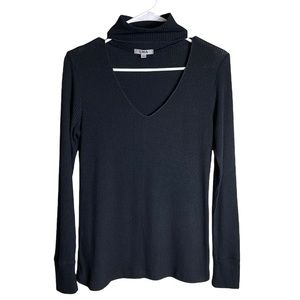 LNA detached mock neck sweater with v-neck neckline size S